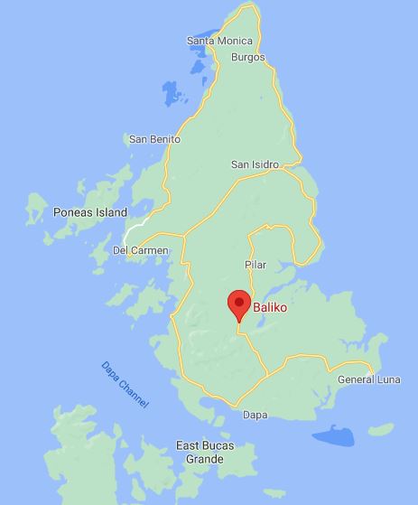 the exact location of the bent palm tree on google map is 'Baliko' point