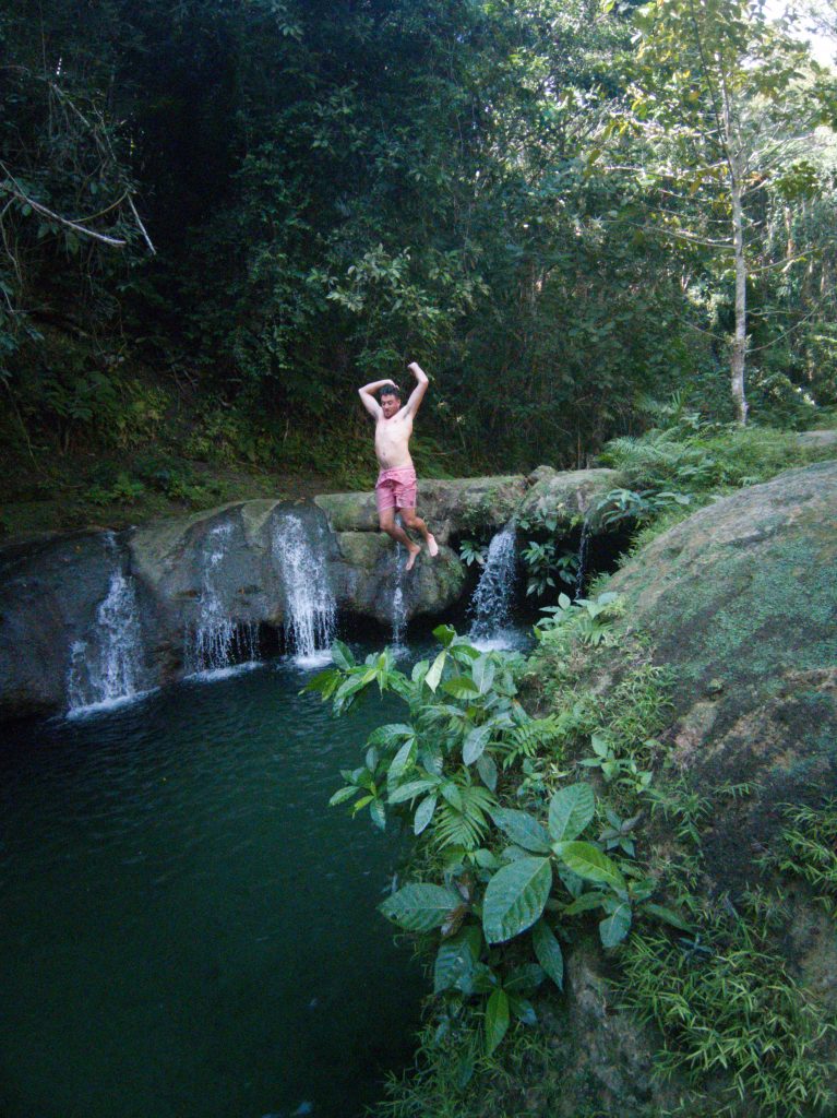 A 3 meter cliff jump over Locong Falls