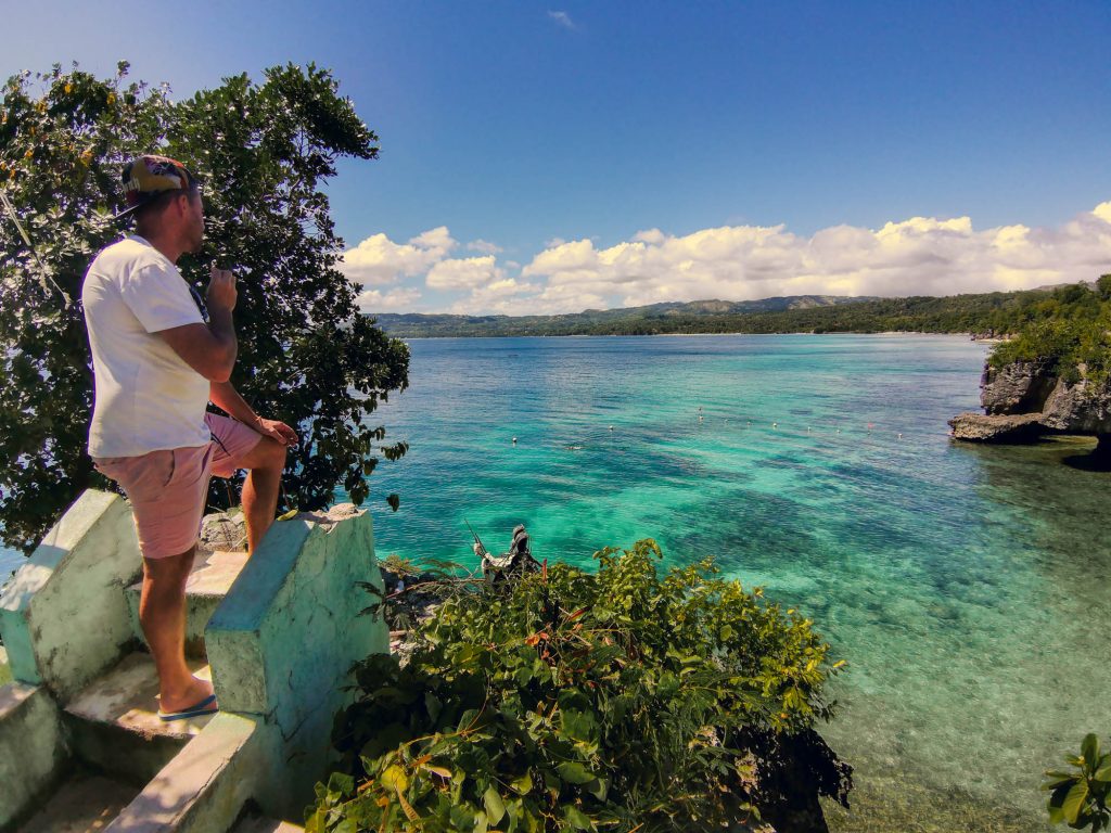 Here I'm looking over the crystal clear waters at Salagdoong beach