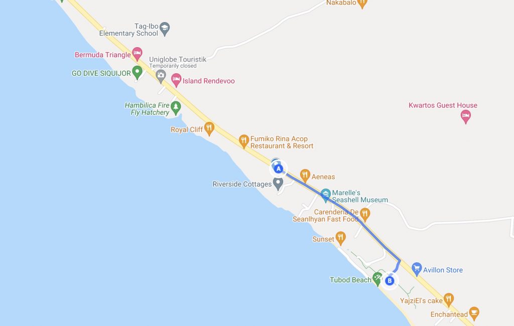 Mao of San Juan and the exact location of Tubod Marine Sanctuary