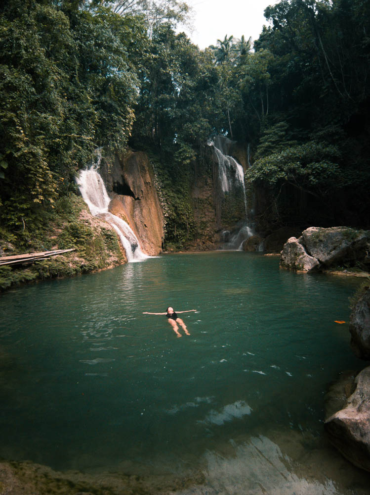 Jacqueline had to take a dip even if the day had yet to heat up.
