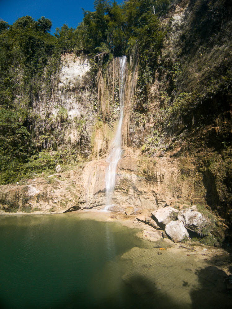 The cascade and the pool below