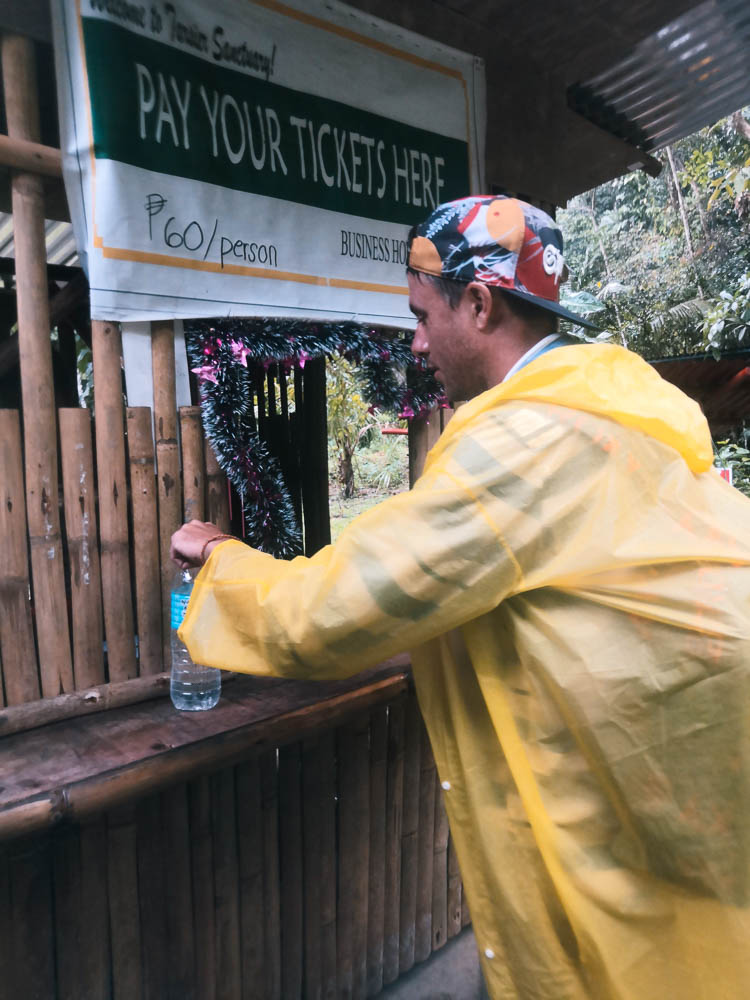 We rode all the way from Anda in the rain. Thankfylly we both had a raincoat