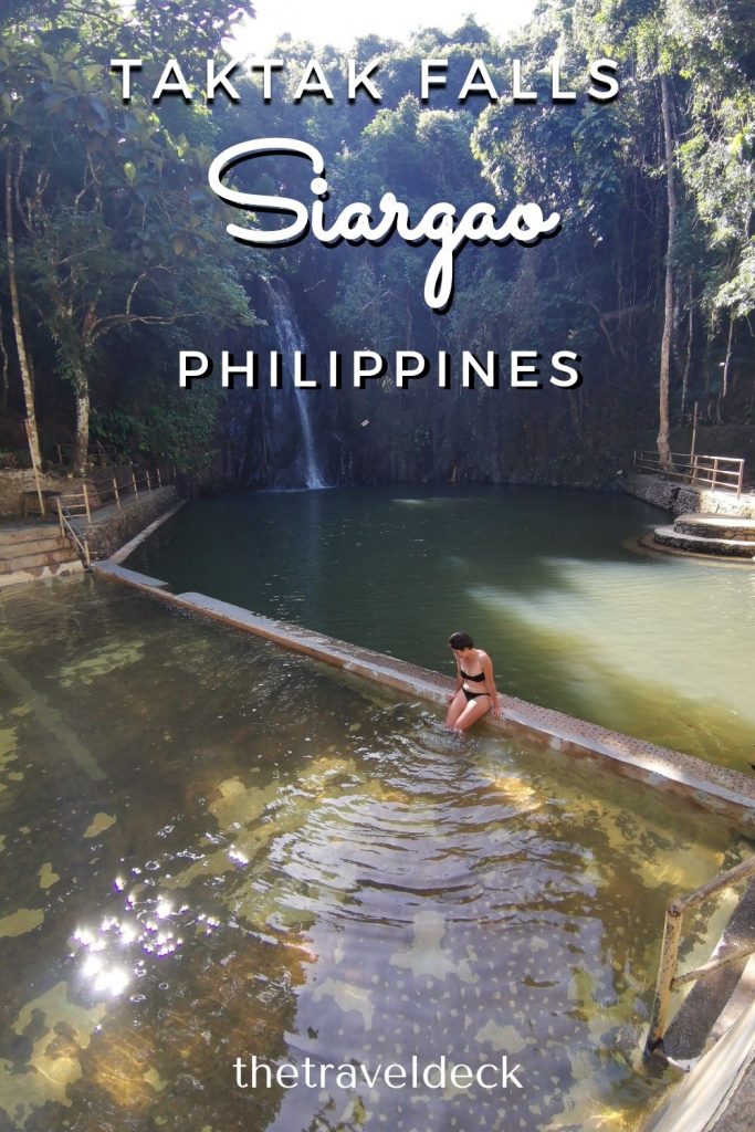 Jacqueline chilling by the man made pool at Taktak falls Siargao