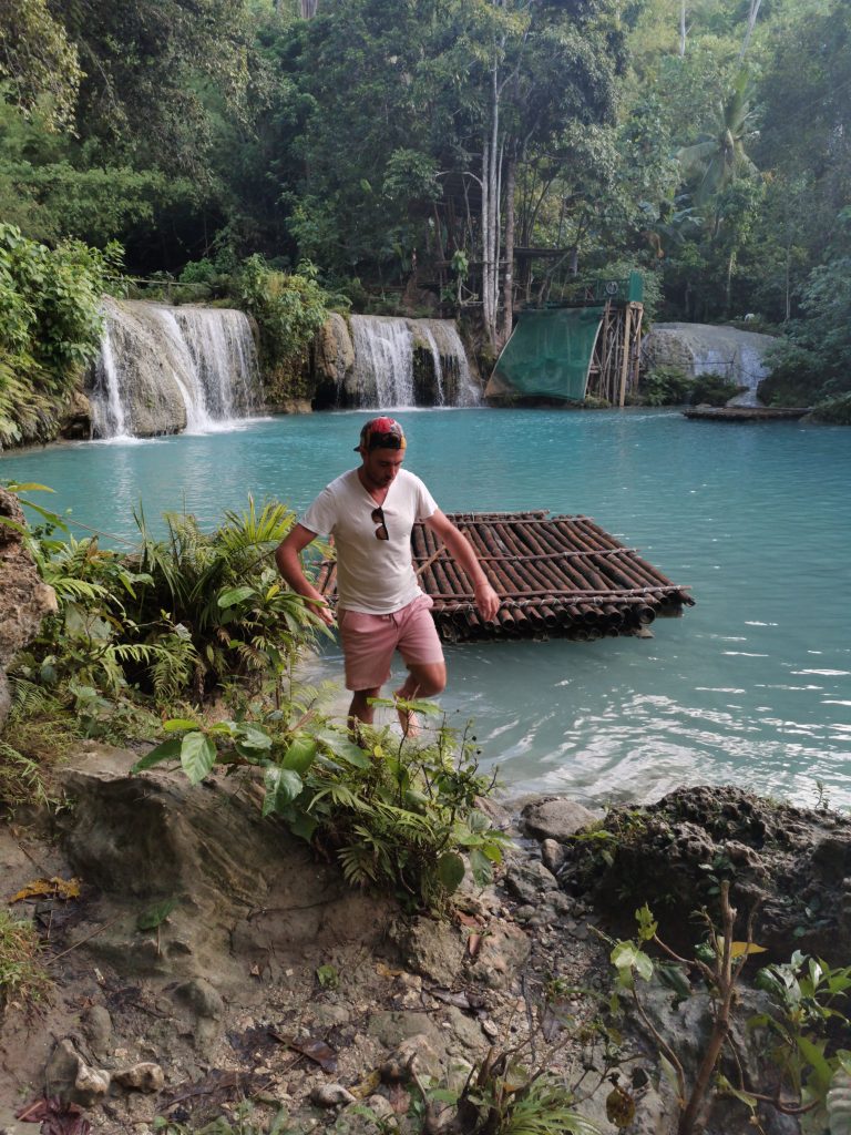 James at the foreground and the beautiful Siquijor Cambugahay falls in the background