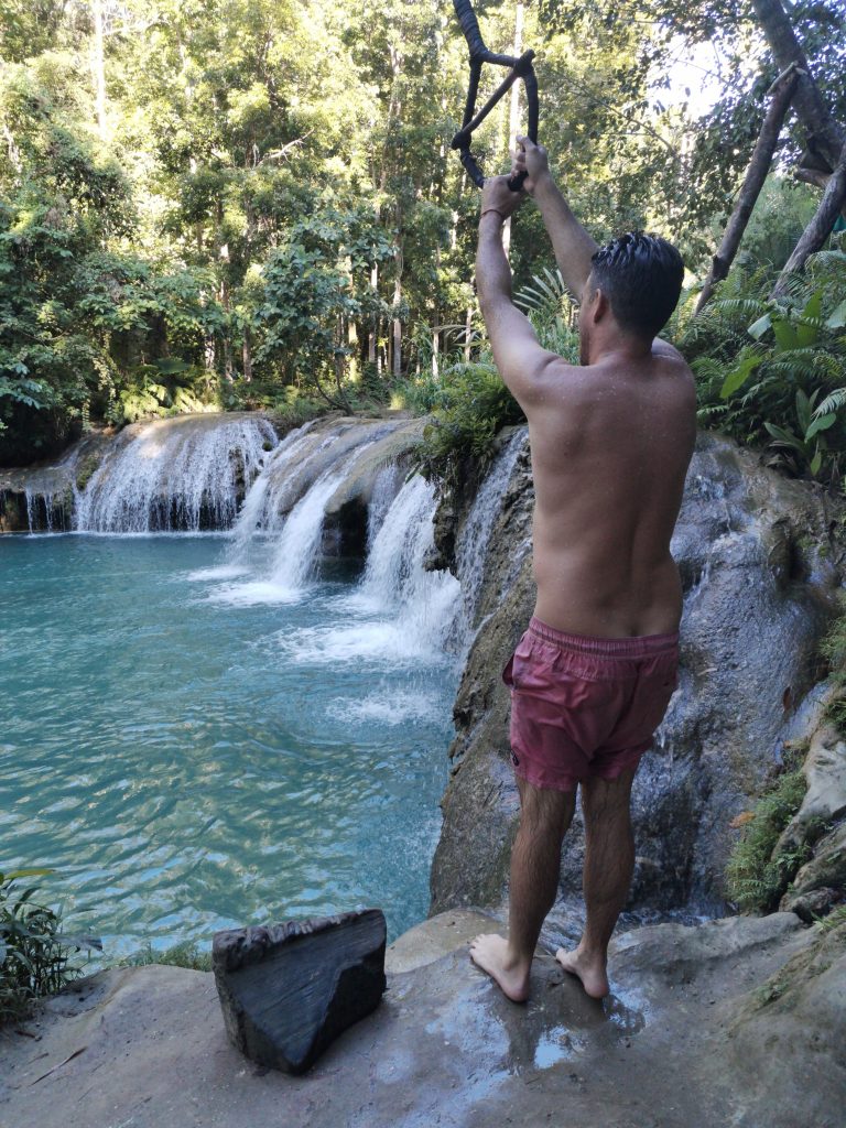 James rope swinging at Cambugahay falls third level