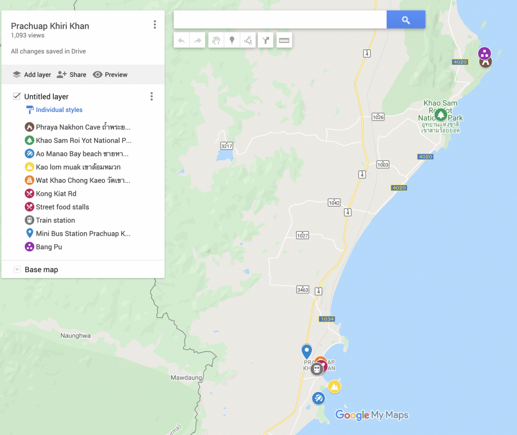 Prachuap Khiri Khan Map with attractions