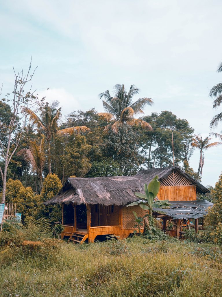 The bamboo huts that are rented over night for guests