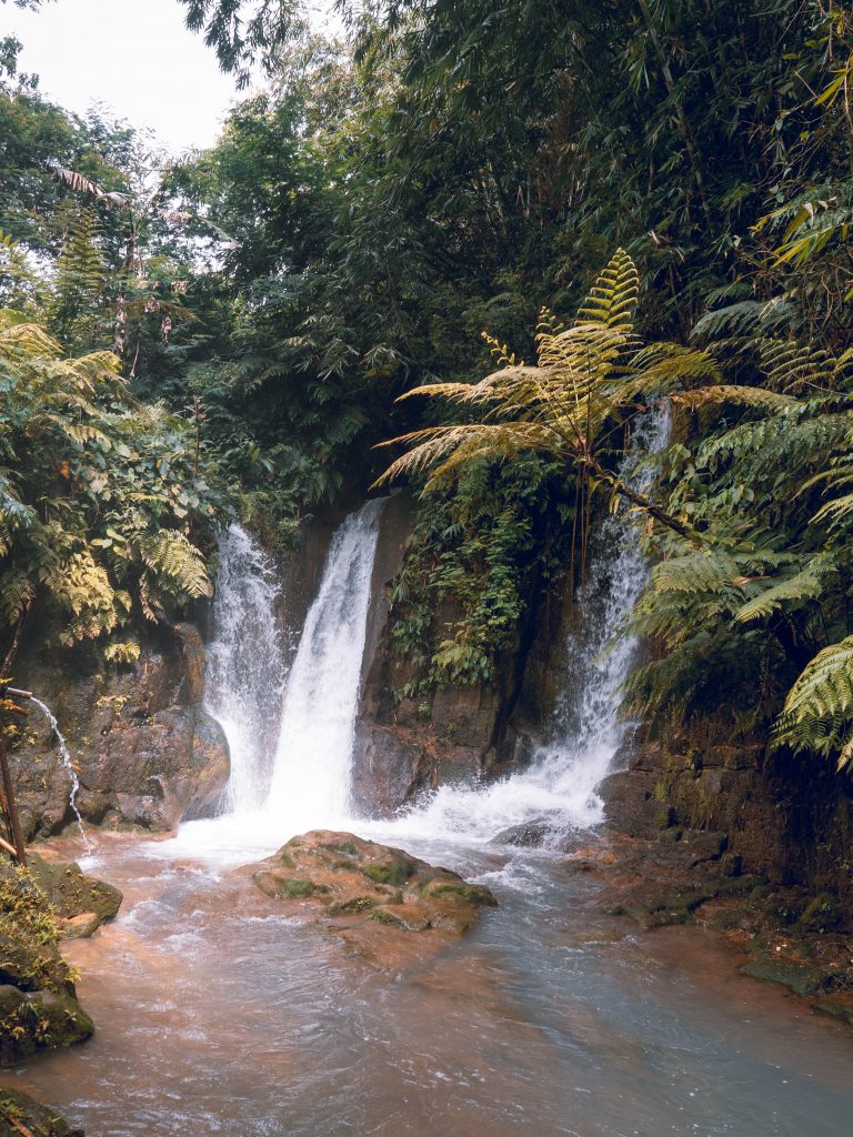 The 3 cascades at Cisanca Waterfall plunging into the pool below