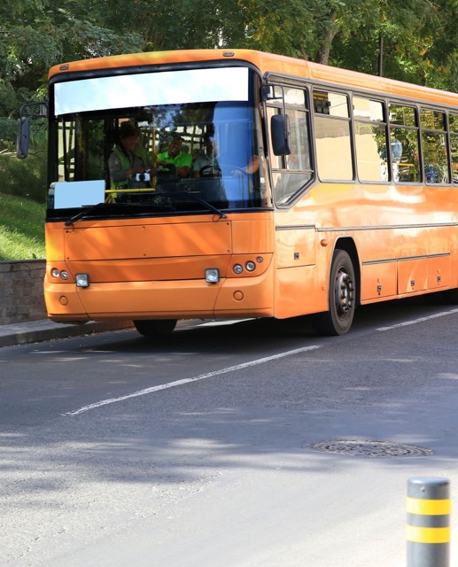 an orange bus