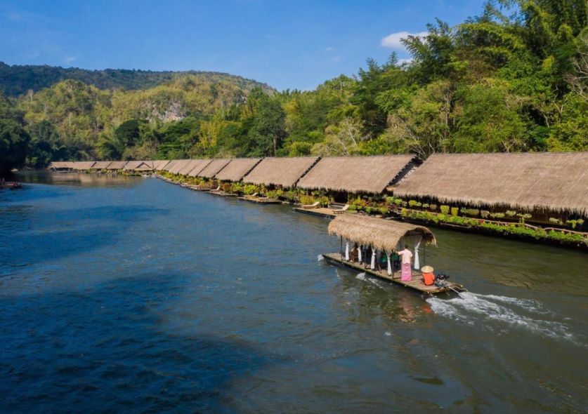 Floating bungalows on the river Kwai