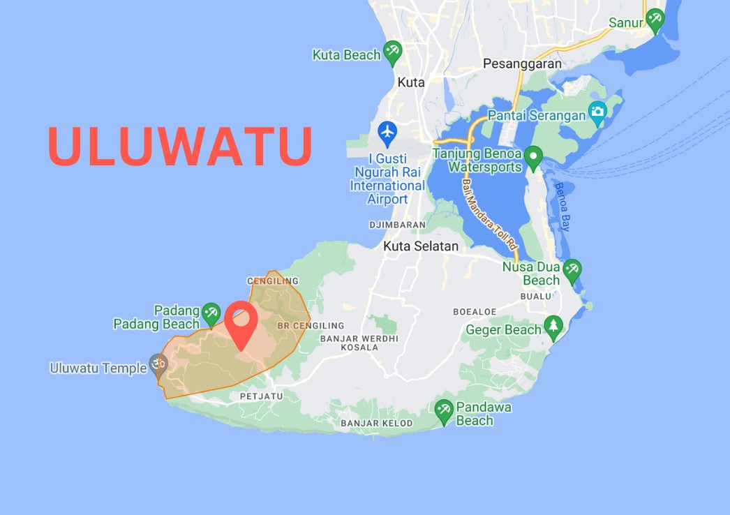 Map of Bukit Peninsula and Uluwatu
