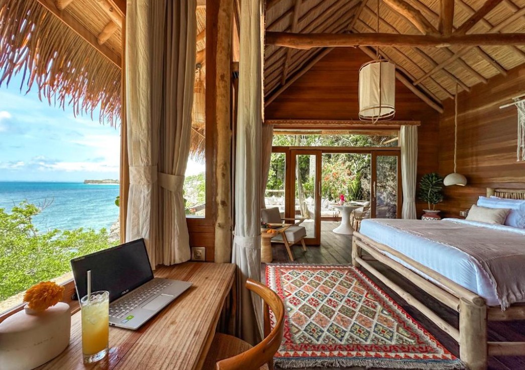A wooden cottage with raw luxury items