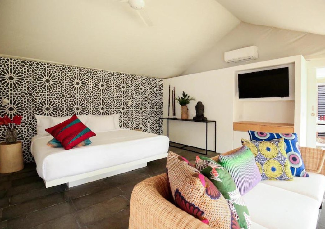 A tent room from inside