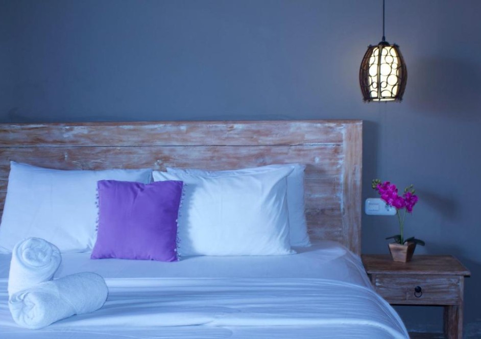 A close up of a bed